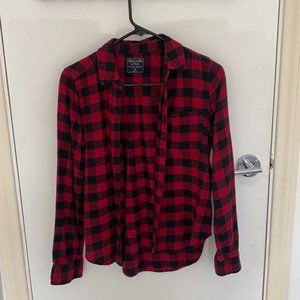 Abercrombie Red Plaid Flannel Button Up XS